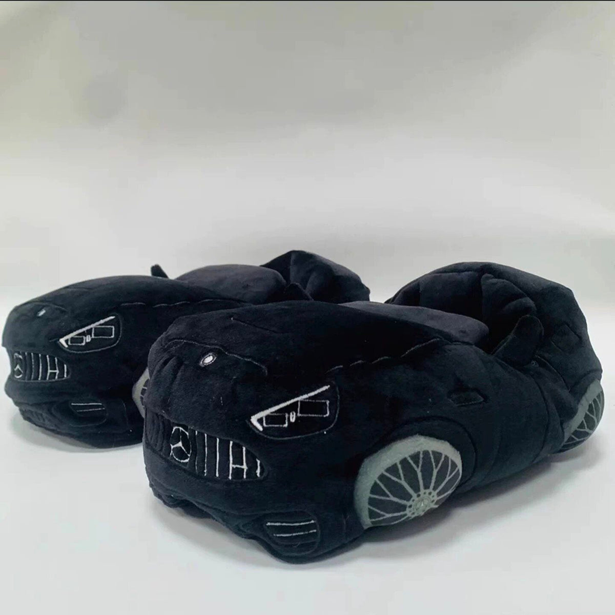 Mercedes-Benz style sports car plush slippers, black