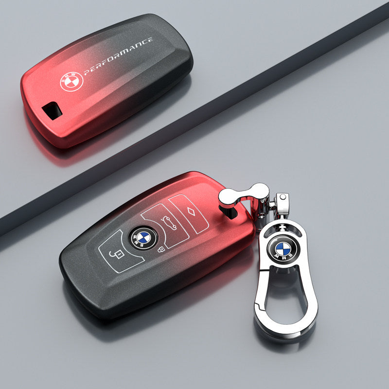BMW TPU key fob case cover in Matte Volcano Red Figure-8 Logo Buckle for F-Series 3/5 Series, X3, GT, 1 Series smart key