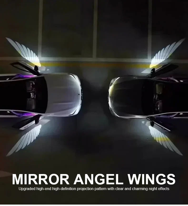 LED angel wing welcome light mirror wings on both sides at night