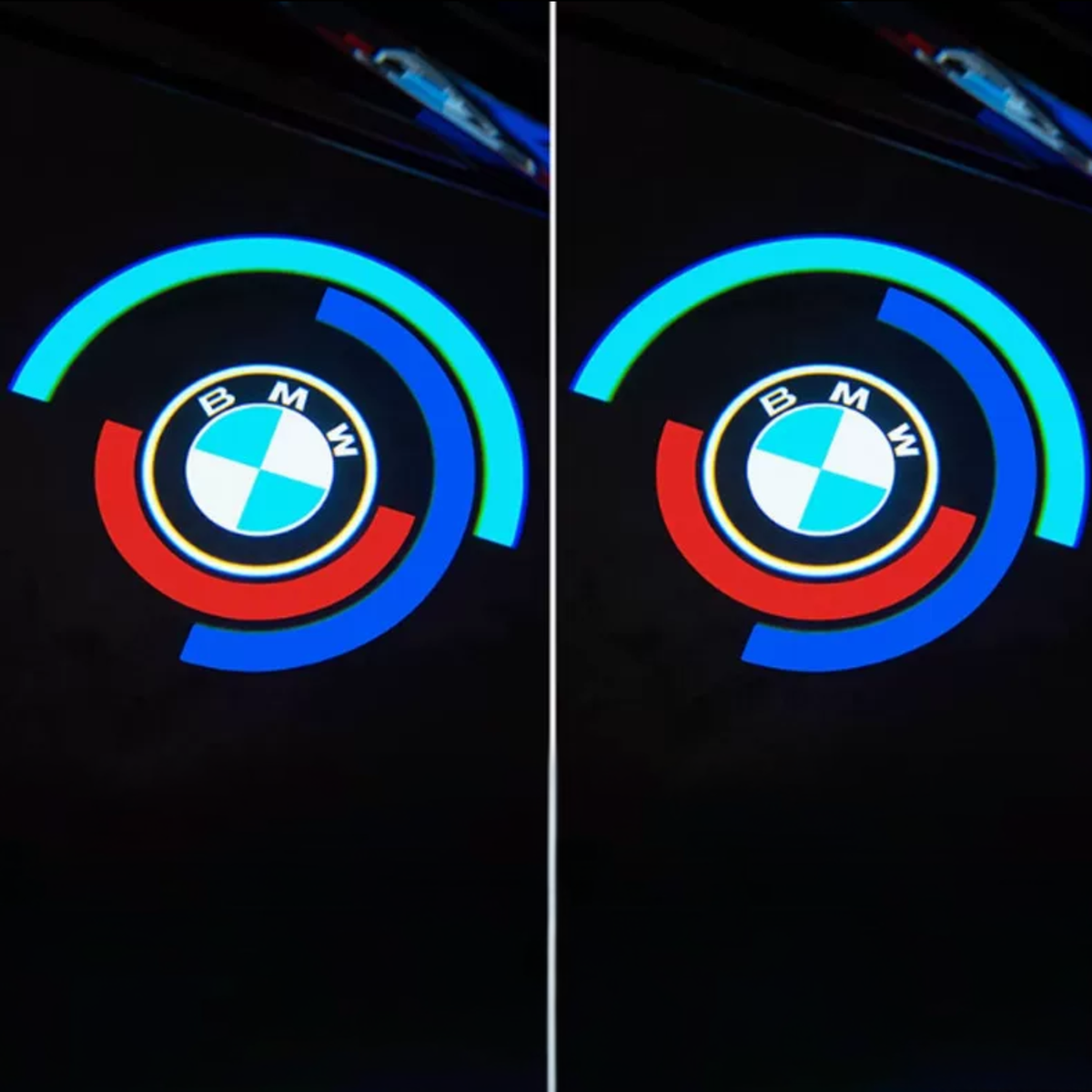 BMW M Performance text logo door projector light, pair