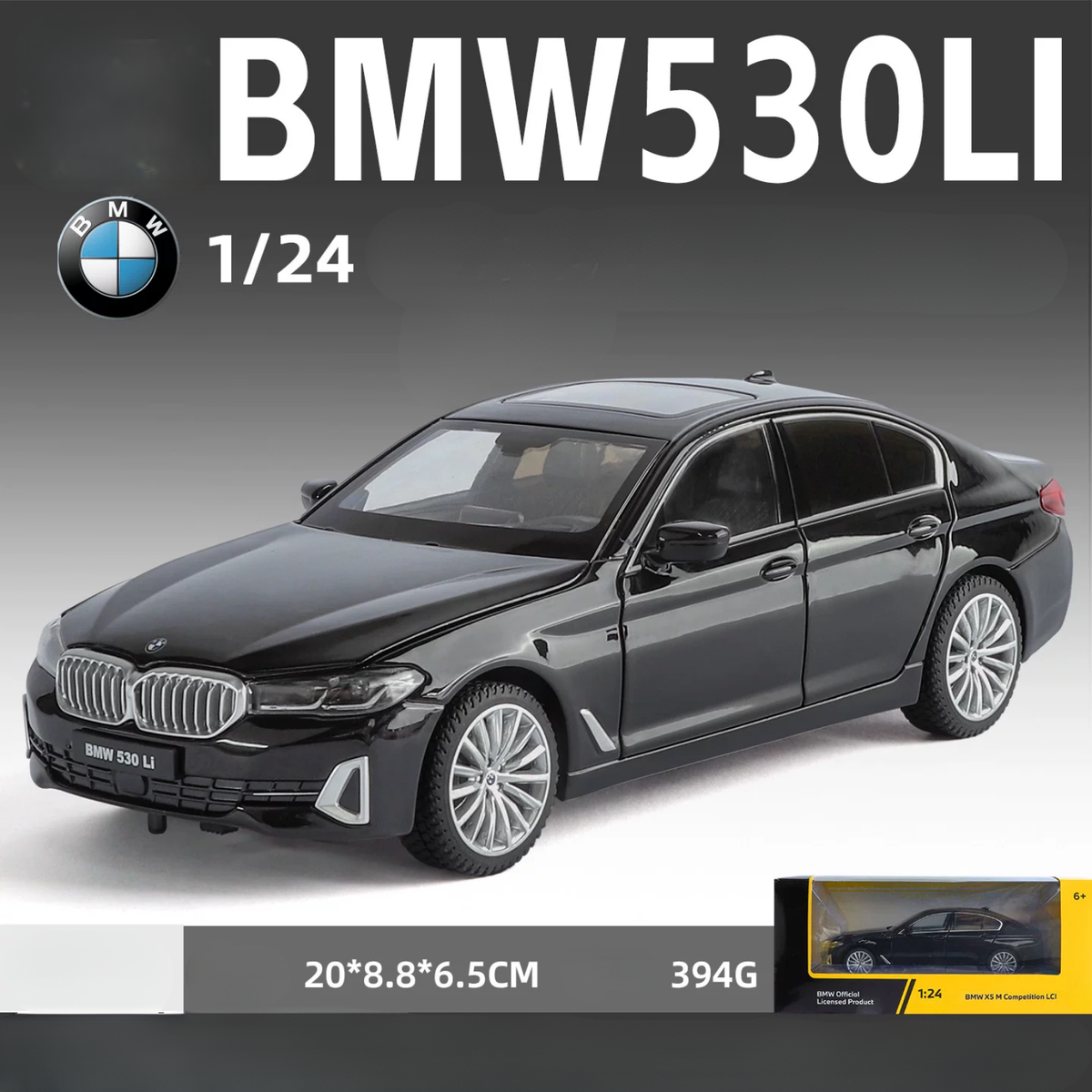 نموذج دييكاست سبيكة BMW الفئة 5 530Li بمقياس 1:24 - إصدار لوحة أرقام مخصصة