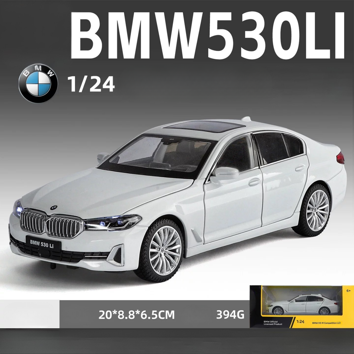 نموذج دييكاست سبيكة BMW الفئة 5 530Li بمقياس 1:24 - إصدار لوحة أرقام مخصصة