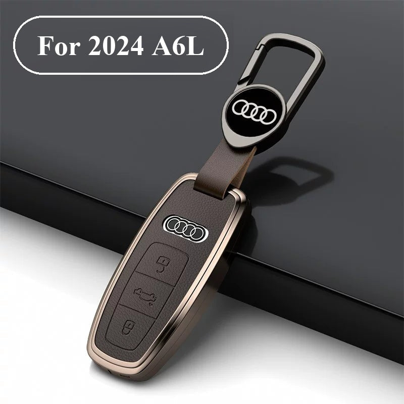 Audi Grand Touring key case with alloy frame and leather inlay for the 2024 A6L smart key