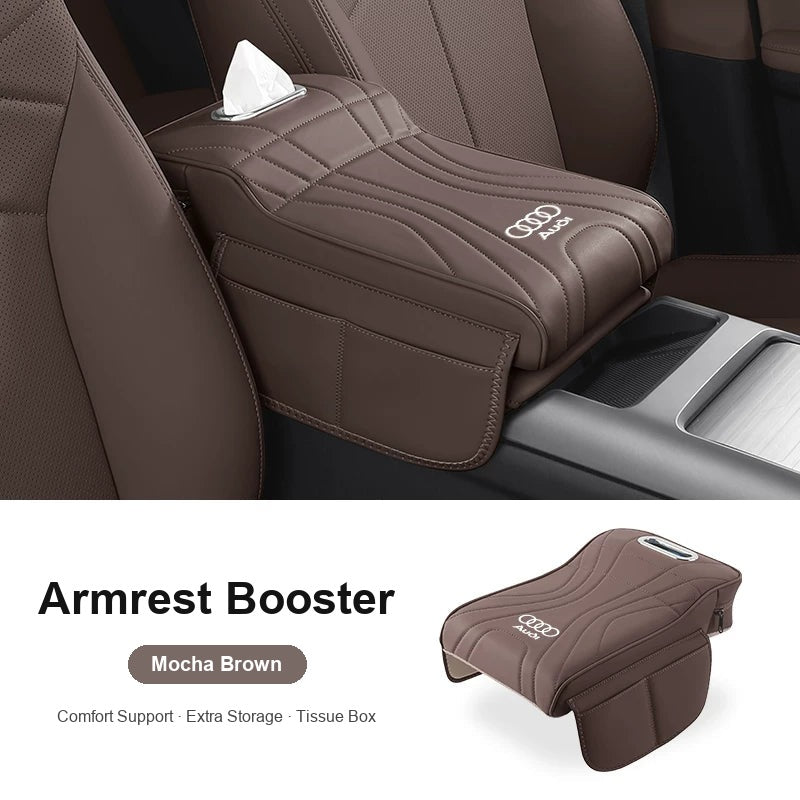Classic Audi armrest booster in Mocha Brown