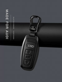 Audi Signature Bezel Key Case – Genuine Cowhide Leather in Gunmetal or Silver Frame