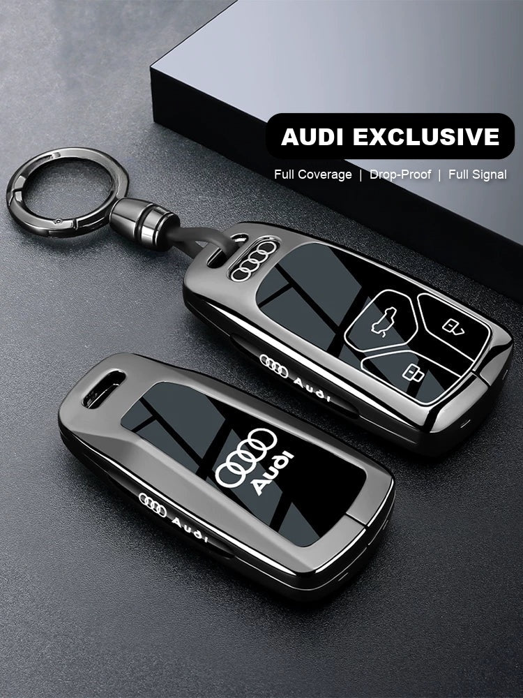 Audi Black Warrior Key Case – full button coverage with ring keychain
