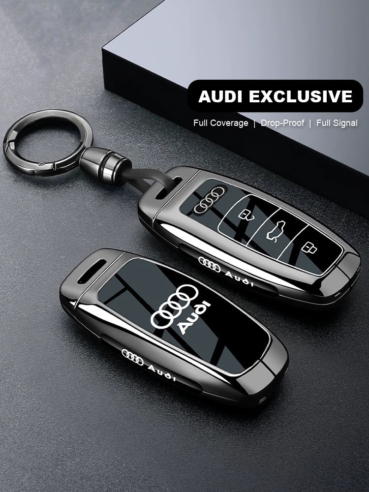 Audi Black Warrior Key Case with ring keychain