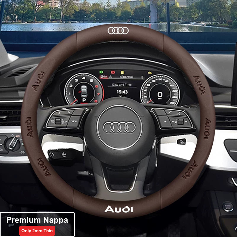 Audi ultra-thin steering wheel cover – Round – Premium Nappa – Brown