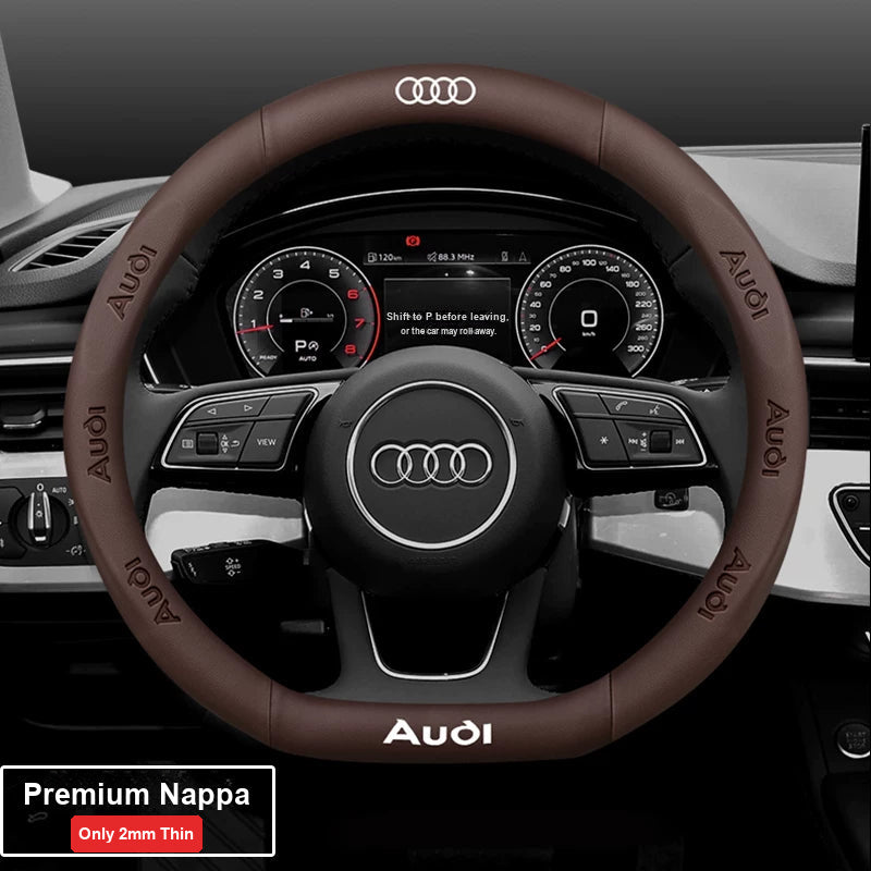 Audi ultra-thin steering wheel cover – D-Shape – Premium Nappa – Brown