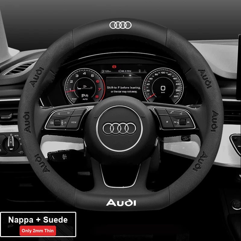 Audi ultra-thin steering wheel cover – D-Shape – Nappa + Suede – Black