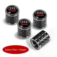 Audi Carbon Weave Emblem Valve Caps – Copper Core Signature Set of 4