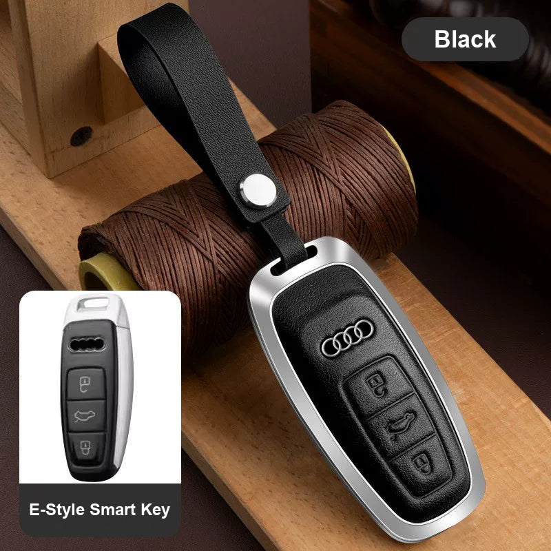 Audi Executive cowhide key case in Black with leather strap