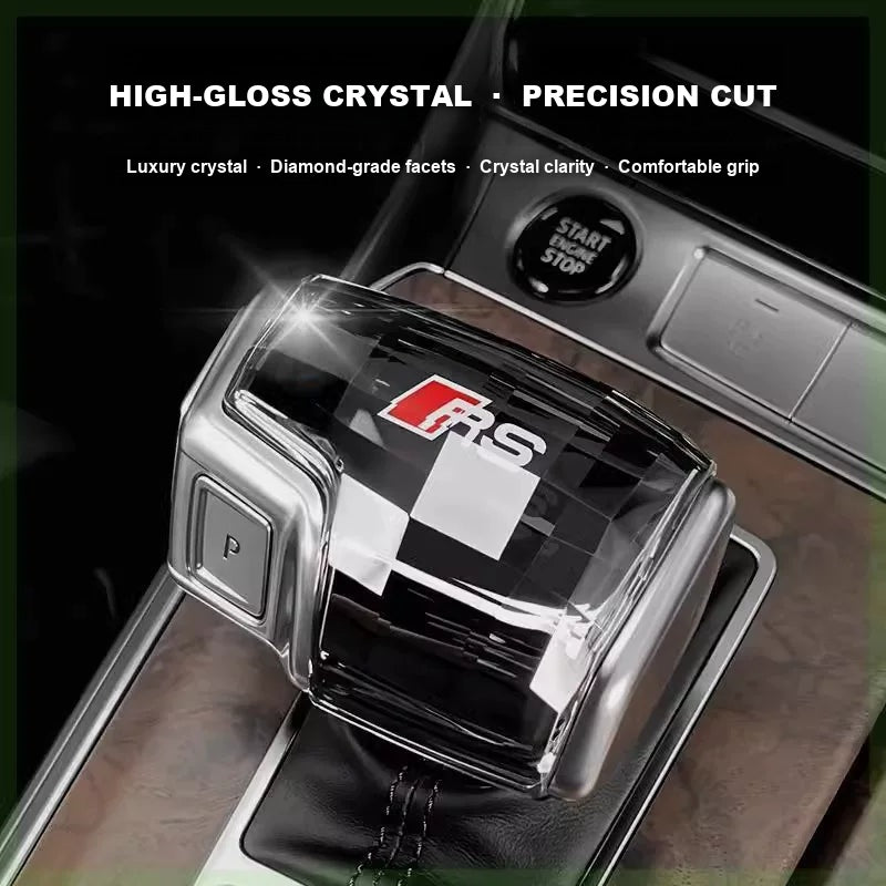 High-gloss precision-cut crystal gear knob with RS badge
