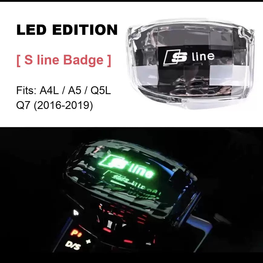 LED illuminated crystal gear knob, S line badge, A4L A5 Q5L Q7 2016-2019