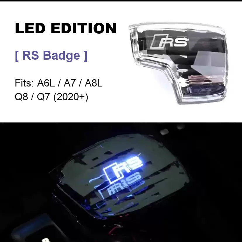 LED illuminated crystal gear knob, RS badge, A6L A7 A8L Q8 Q7 2020+