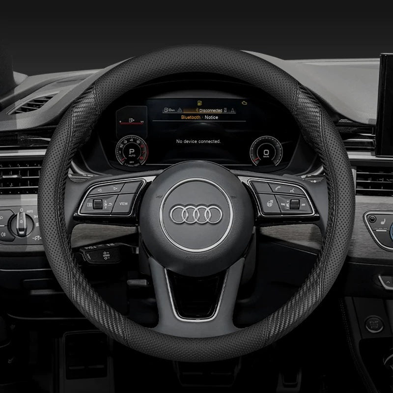 Round Audi steering wheel cover – Carbon Fiber