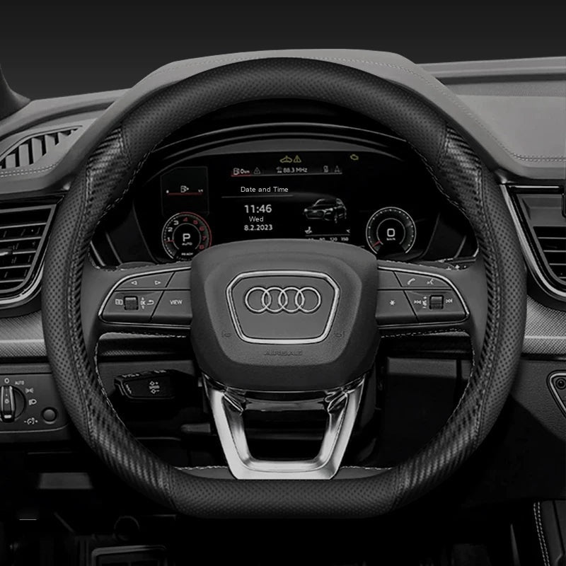 D-shaped Audi steering wheel cover for Q3, Q5L and A6L – Carbon Fiber