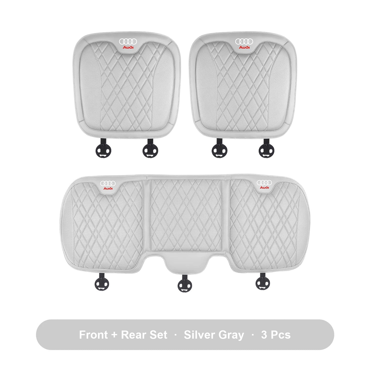 Audi front and rear 3-piece cushion set in Silver Gray