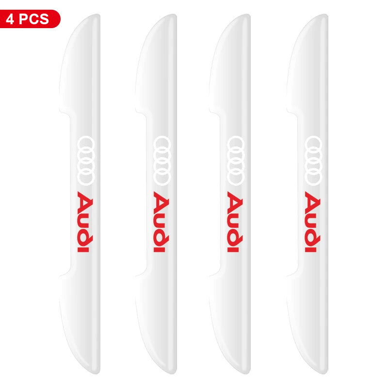 Audi door edge guards – Clear, White Audi Logo – 4 Pcs