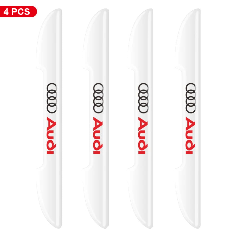 Audi door edge guards – Clear, Black Audi Logo – 4 Pcs