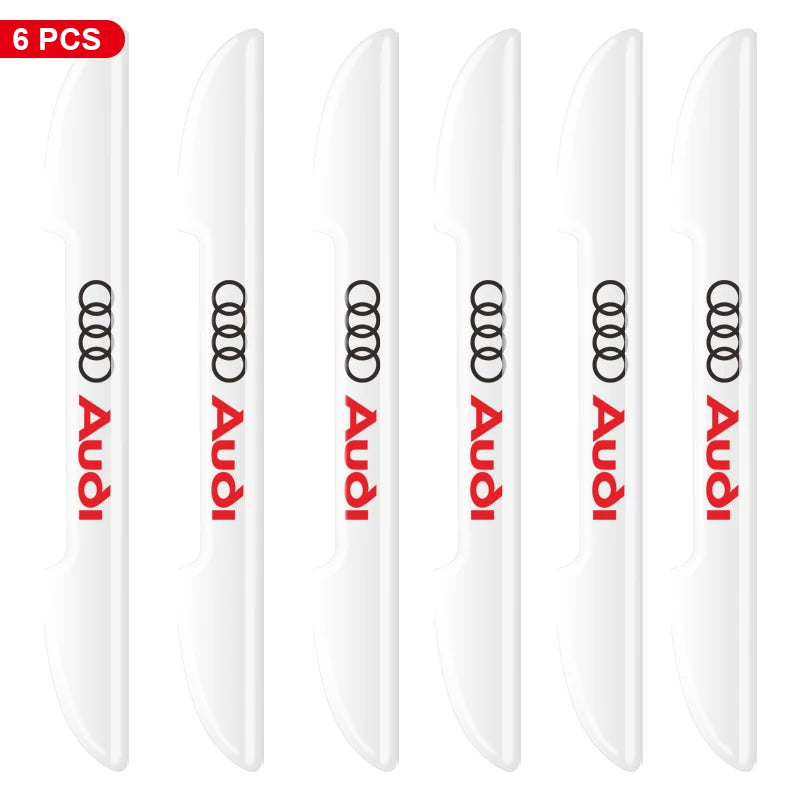 Audi door edge guards – Clear, Black Audi Logo – 6 Pcs