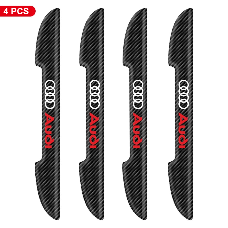 Audi door edge guards – Carbon Fiber Look, Audi Logo – 4 Pcs