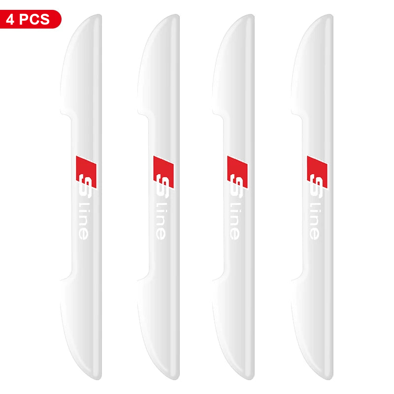 Audi door edge guards – Clear, White S line Logo – 4 Pcs