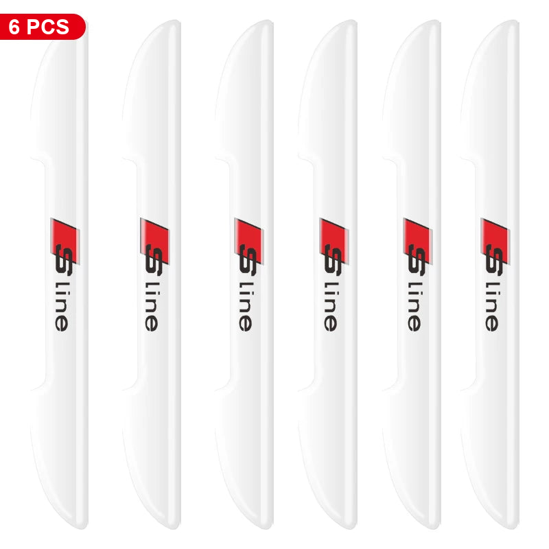 Audi door edge guards – Clear, Black S line Logo – 6 Pcs