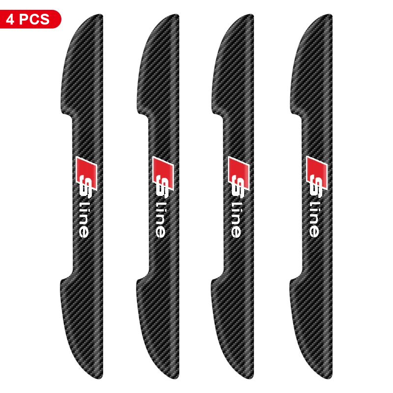 Audi door edge guards – Carbon Fiber Look, S line Logo – 4 Pcs