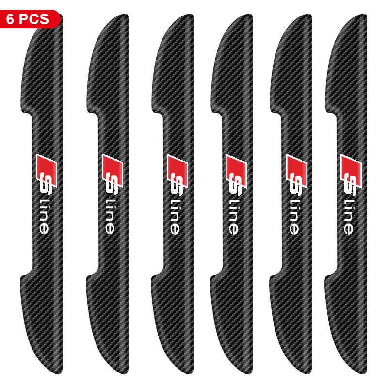 Audi door edge guards – Carbon Fiber Look, S line Logo – 6 Pcs