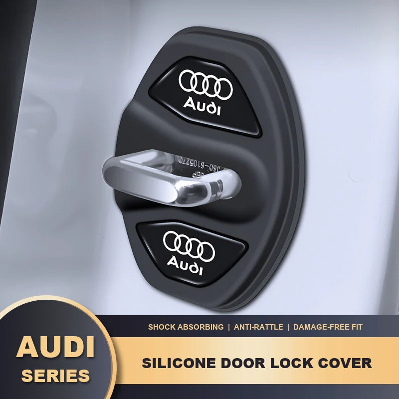 Audi silicone door lock cover in black fitted on the door striker