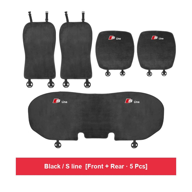 Audi flannel seat cushion – Black / S line – Front + Rear · 5 Pcs