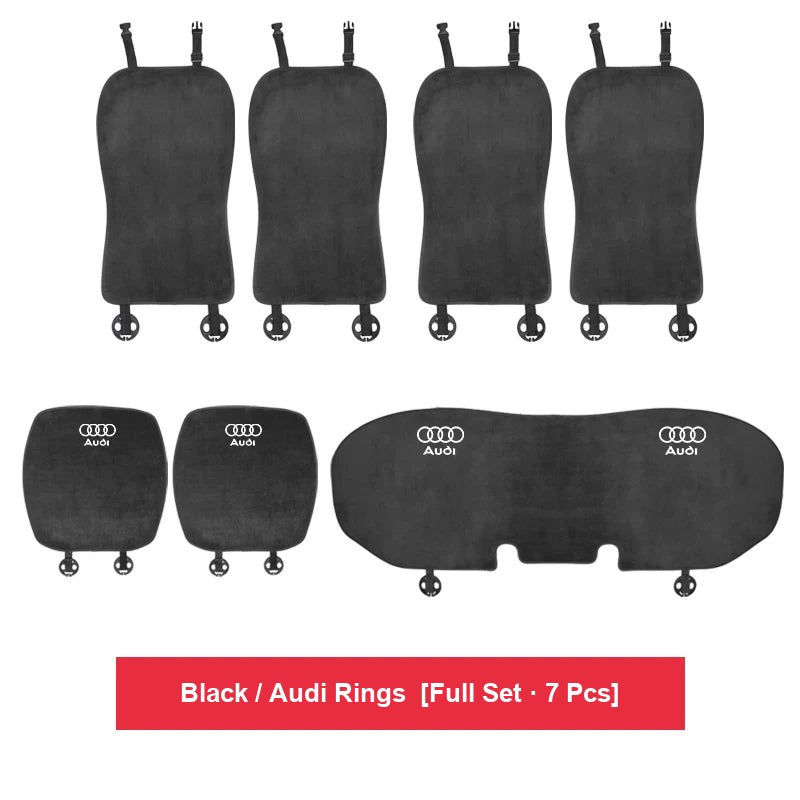 Audi flannel seat cushion – Black / Audi Rings – Full Set · 7 Pcs