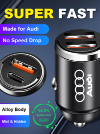 Audi Stealth Hidden Car Charger – PD + USB Dual Fast Charging with Pull Ring