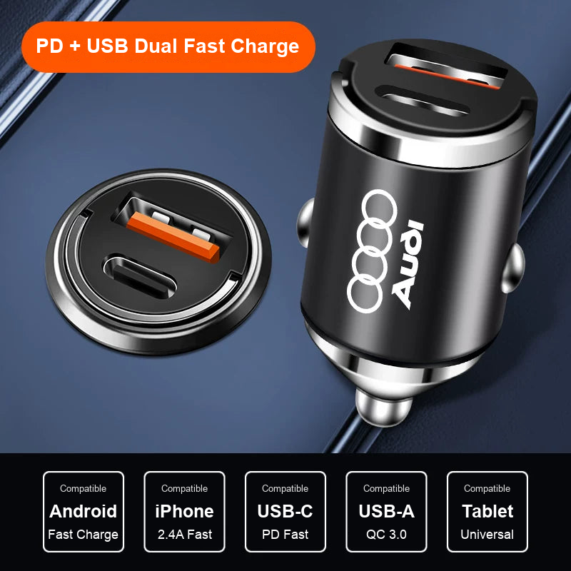 Audi hidden car charger – PD + USB dual fast charge