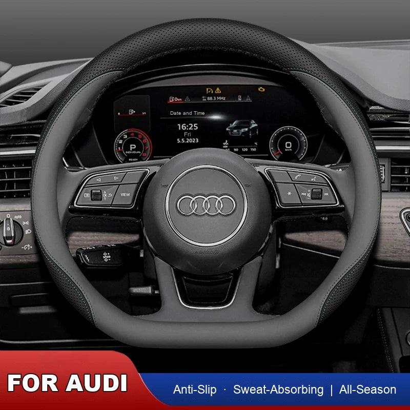 Audi ultra-thin leather steering wheel cover, anti-slip and all-season