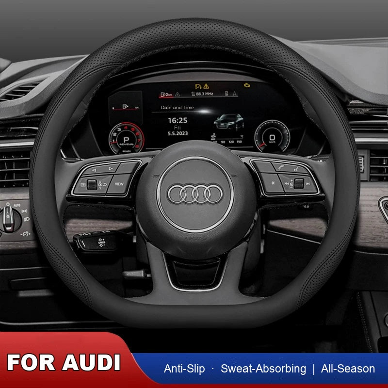 Audi ultra-thin leather steering wheel cover, anti-slip and all-season
