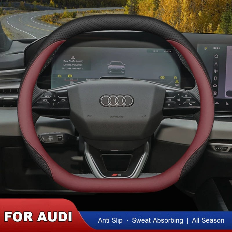 Audi ultra-thin leather steering wheel cover, anti-slip and all-season