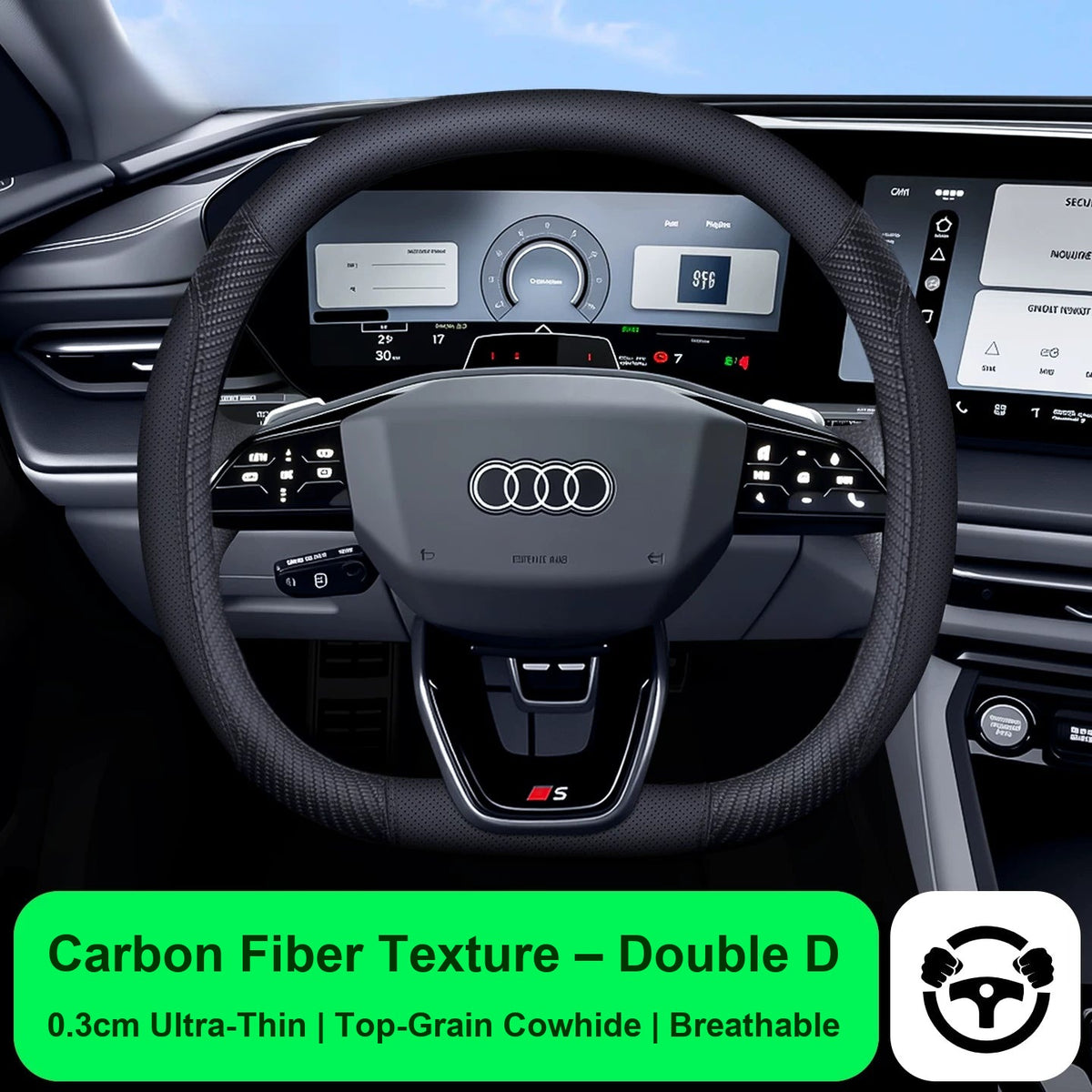 Audi steering wheel cover – Carbon Fiber Texture – Double D