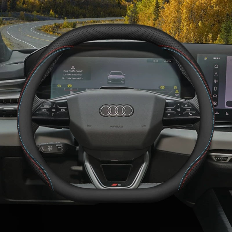 Audi leather steering wheel cover – Double D-Shape – Two-Tone Stitch