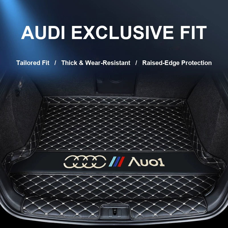 Audi luxury trunk mat with diamond quilting and embroidered logo