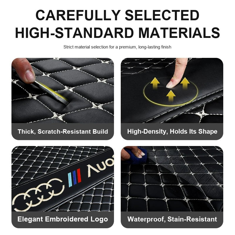 Audi trunk mat materials and embroidered logo detail