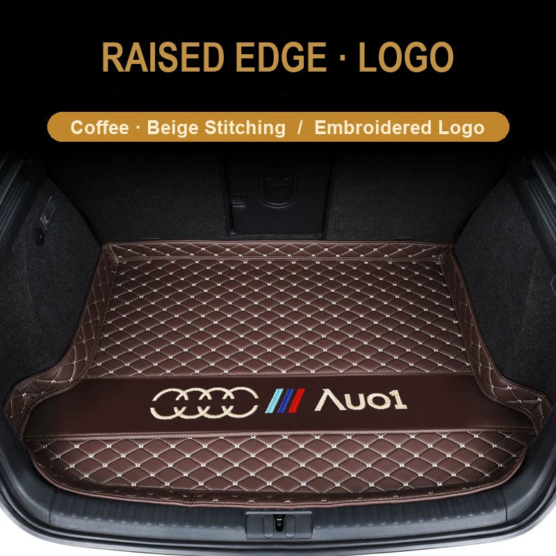 Audi trunk mat – Raised Edge – Coffee with Beige Stitching