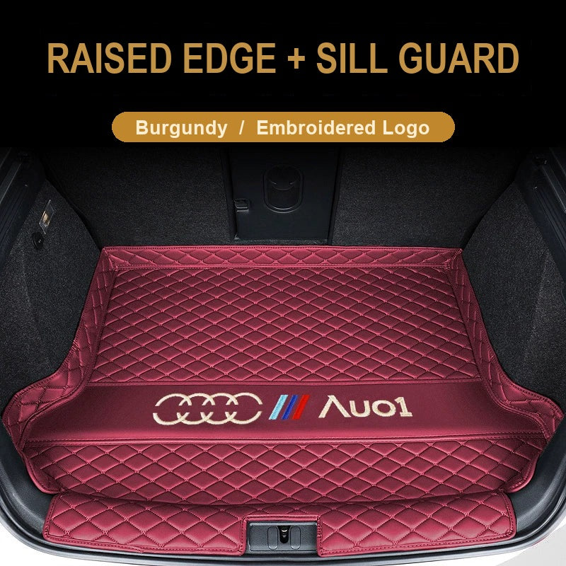 Audi trunk mat – Raised Edge + Sill Guard – Burgundy