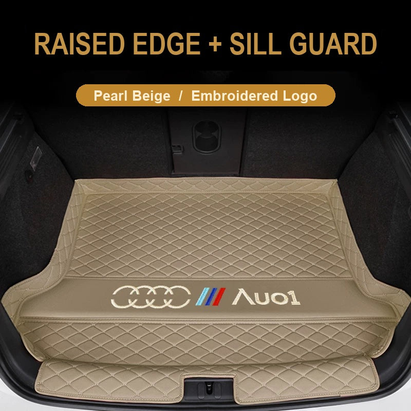 Audi trunk mat – Raised Edge + Sill Guard – Pearl Beige