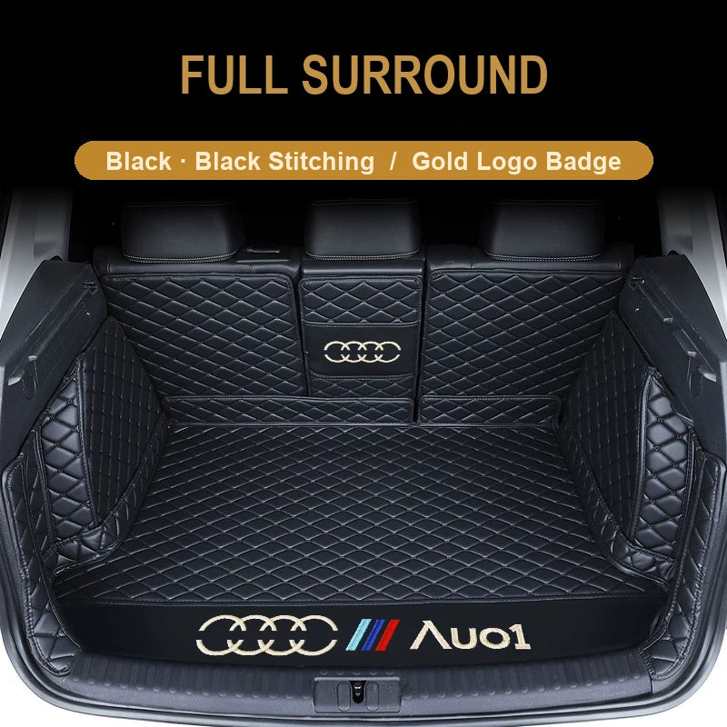 Audi trunk mat – Full Surround – Black with Black Stitching