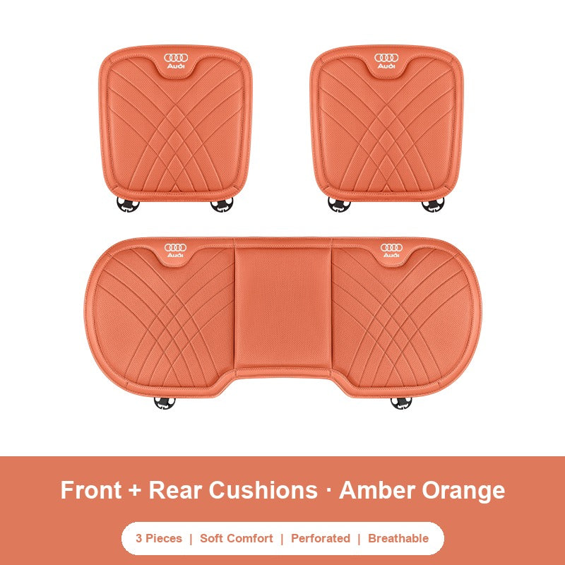 Audi nappa Front and Rear Cushions (3 Pieces) in Amber Orange