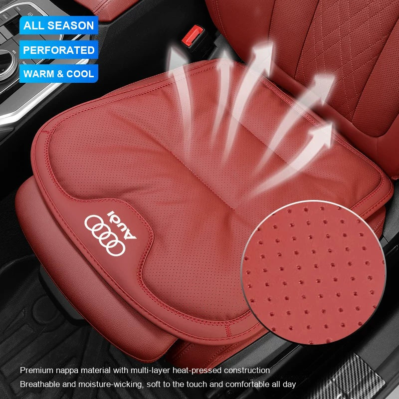 Perforated breathable Audi nappa seat cushion detail