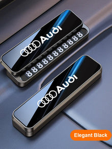 Audi Signature Parking Number Plate – Mirror-Glass Alloy with Slide-to-Hide Digits