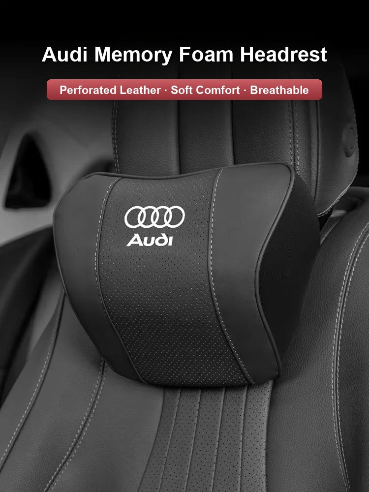 Audi memory foam headrest pillow, perforated leather